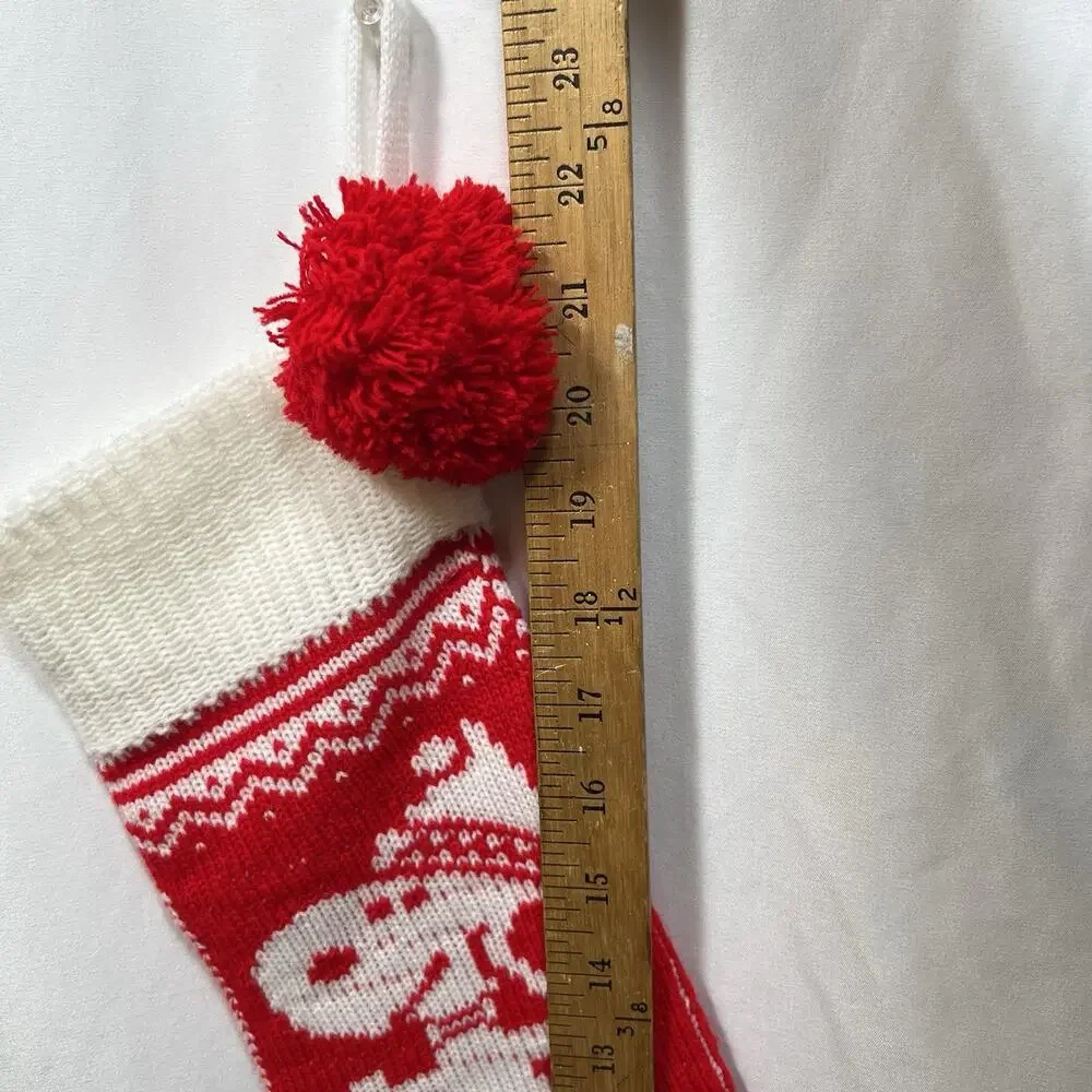 Vintage 1958 Hallmark Peanuts Snoopy Knit Christmas Stocking Red & White Pom Pom
